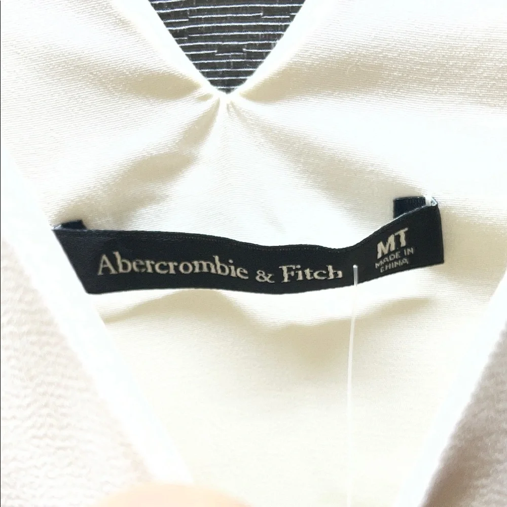 Abercrombie & Fitch Elegant plunge godet Cream Maxi‎ Dress